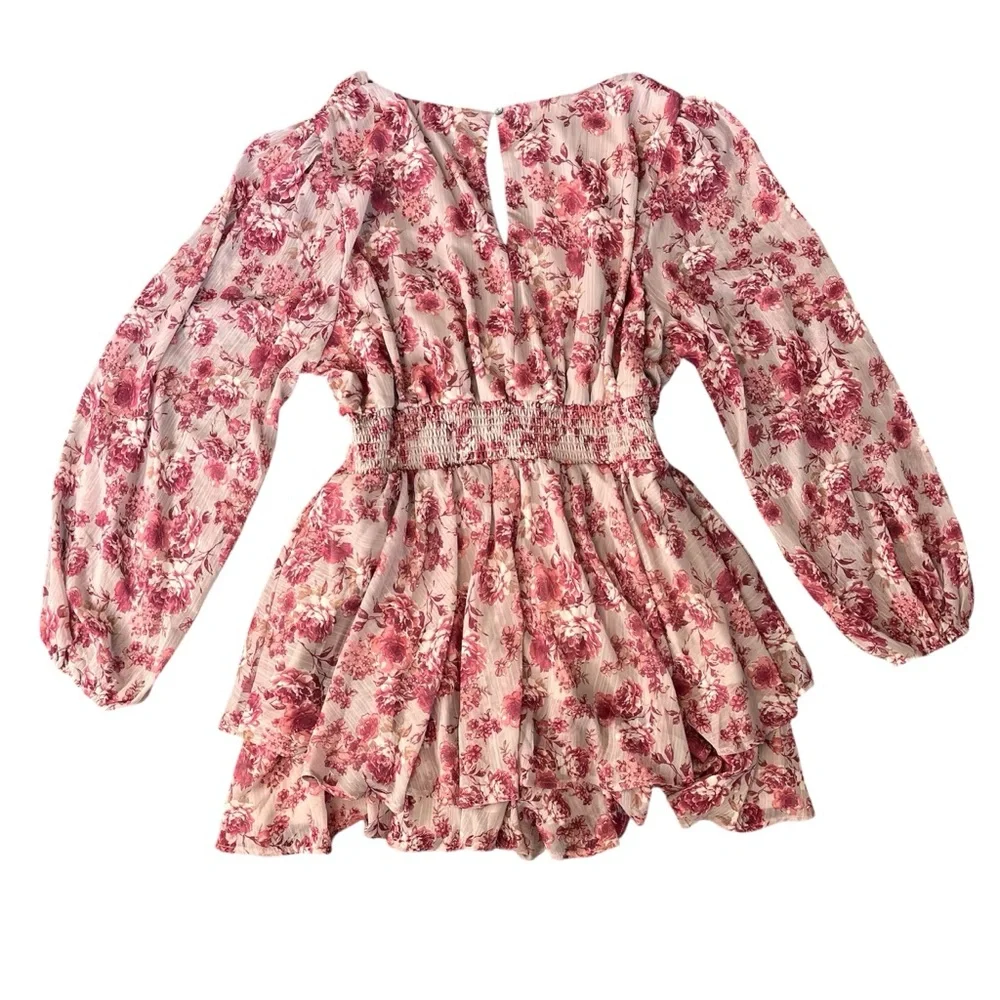 Arula Dress Size C Plus 3X Soft Girl Coquette Cottage Boho Floral Smocked Pink - Picture 2 of 10